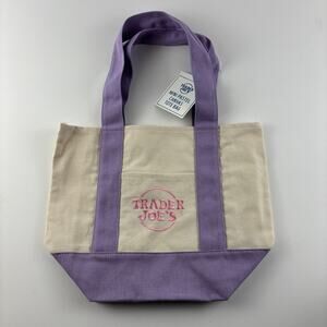 Trader Joe’s Mini Pastel Canvas Tote Bag Limited Edition Purple